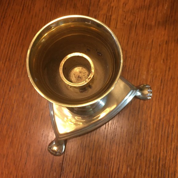 Vintage Brass Claw Footed Candleholder - Picture 8 of 13